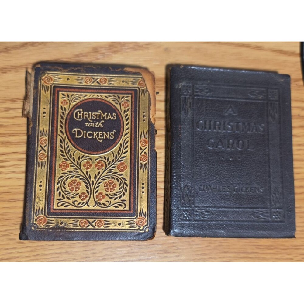 Vintage Little Leather Library Lot of 2 Charles Dickens Christmas Carol 1916-23